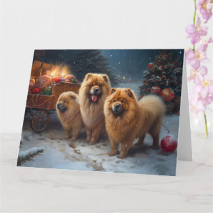 Cartão Chow Chow Snowy Sleigh Decência de Natal