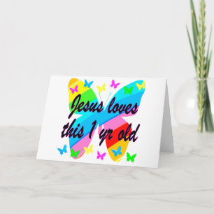 CARTÃO CHRISTIAN 1 ANO BUTTERFLY BIRTHDAY DESIGN