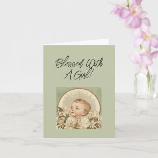 Cartão Christian Baby Girl Congratulations, Custom Text