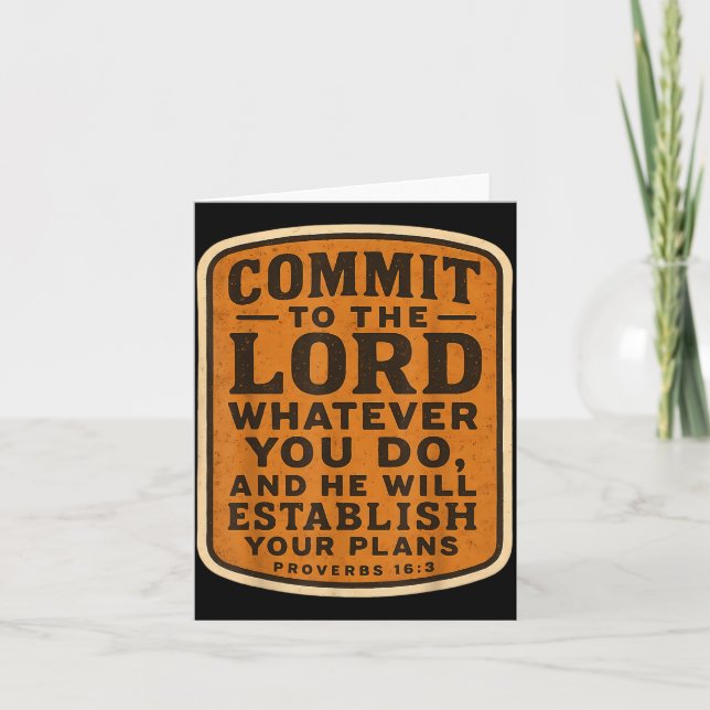 Cartão Christian Bible Commit To The Lord Whatever You Do (Frente)