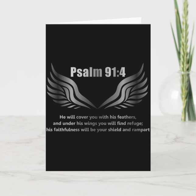 Cartão Christian Bible Verse Quote Psalm 91 4 Design On T (Frente)