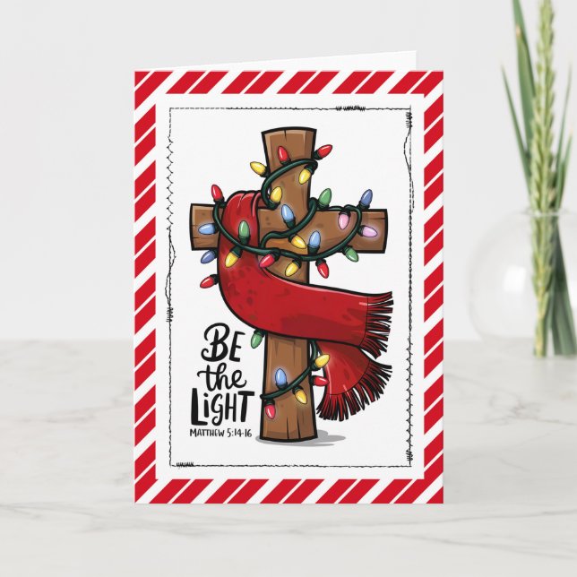 Cartão Christian Cross Be The Light Christmas Card (Frente)