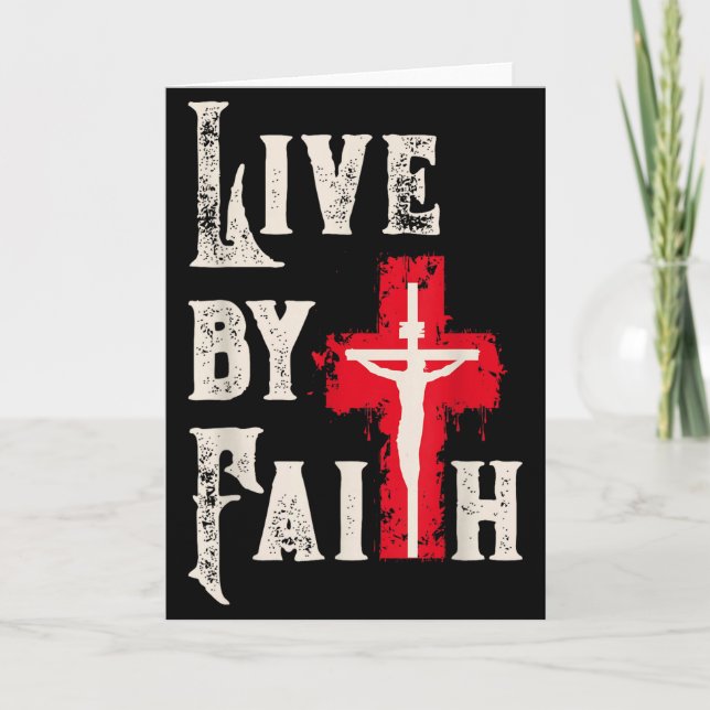 Cartão Christian Cross Scripture Live By Faith  (Frente)