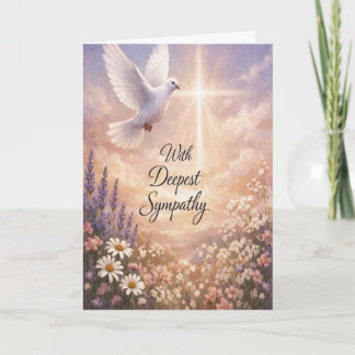 Cartão Christian Dove and Cross Sympathy Card