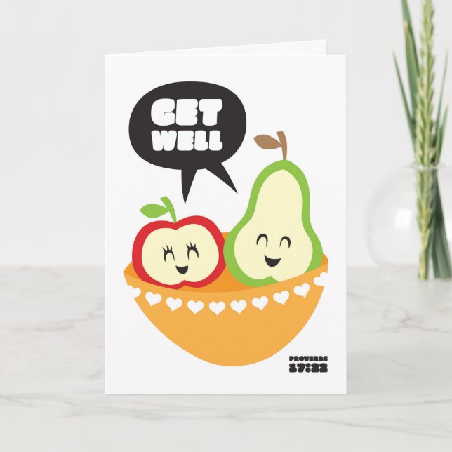 Cartão Christian get well kids greeting card apple pear (Frente)