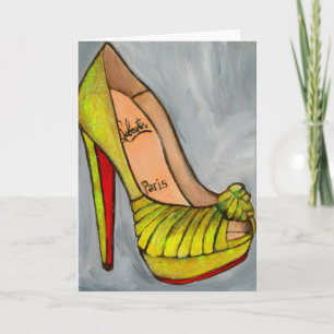Cartão Christian Louboutin Yellow Glitter Red Heel Inferi