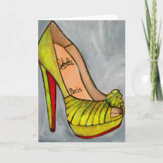 Cartão Christian Louboutin Yellow Glitter Red Heel Inferi