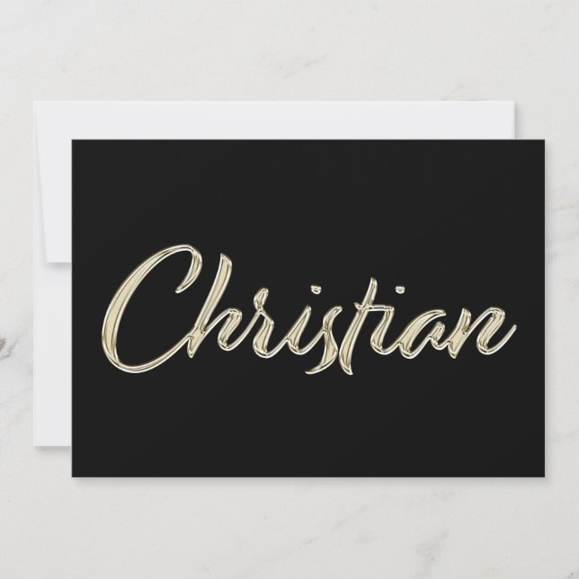 Cartão Christian Name white gold Handwriting Karte (Frente)