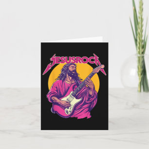 Cartão Christian Retro Funny Cote Jesus Rock Música Básic