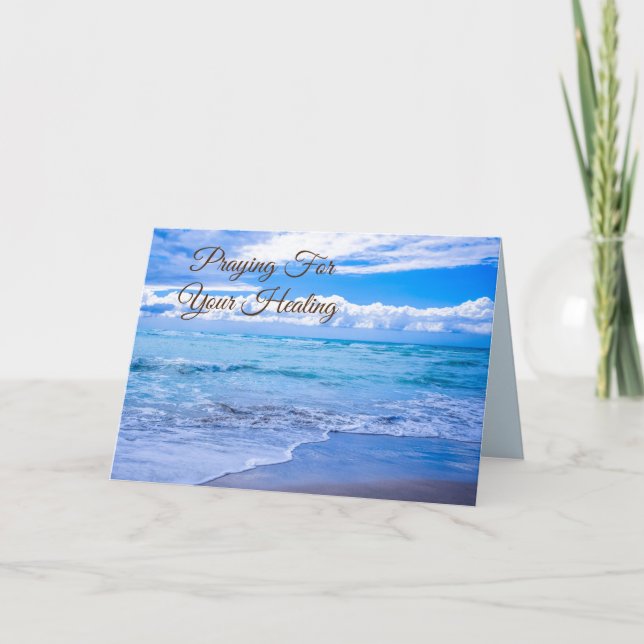 Cartão Christian Scripture Get Well Card Blue Ocean Scene (Frente)