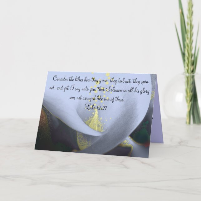 Cartão Christian Sympathy Card Consider the Lilies (Frente)