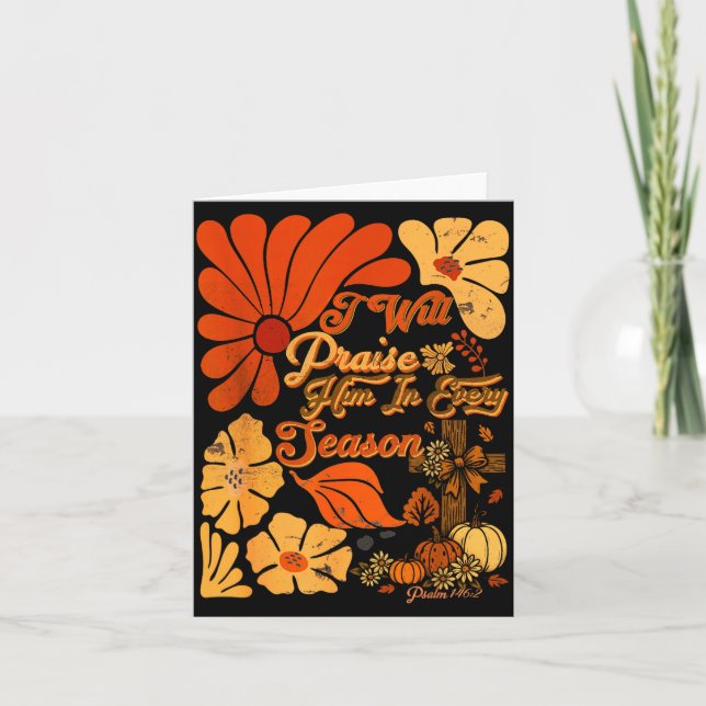 Cartão Christian Thanksgiving Pumpkin Praise Him In Every (Frente)