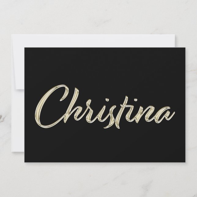 Cartão Christina white gold Handwriting Karte (Frente)
