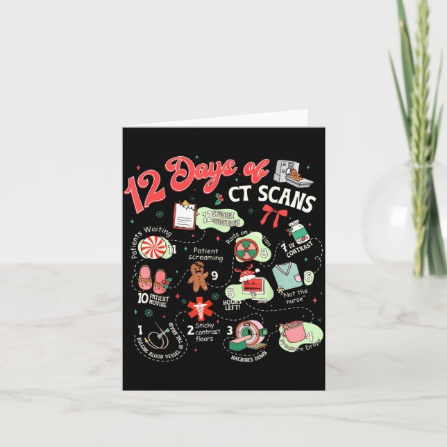 Cartão Christmas 12 Days Of Ct Technologist Cat Scan Radi (Frente)