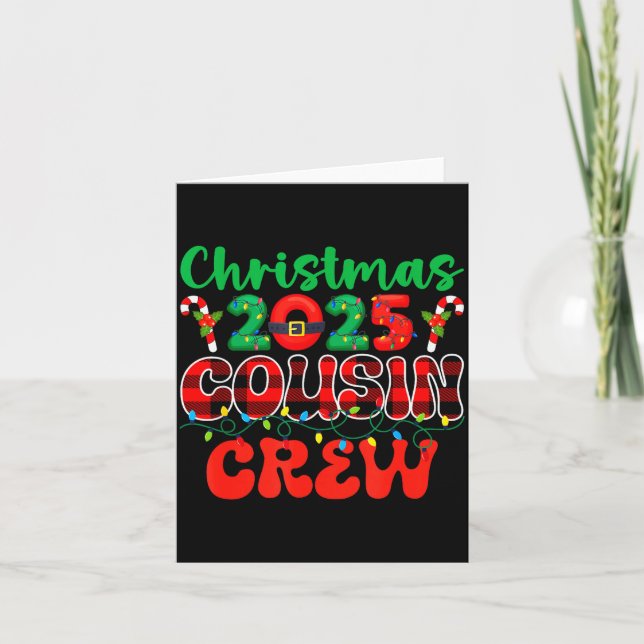 Cartão Christmas 2025 Cousin Crew Xmas Lights Family Reun (Frente)