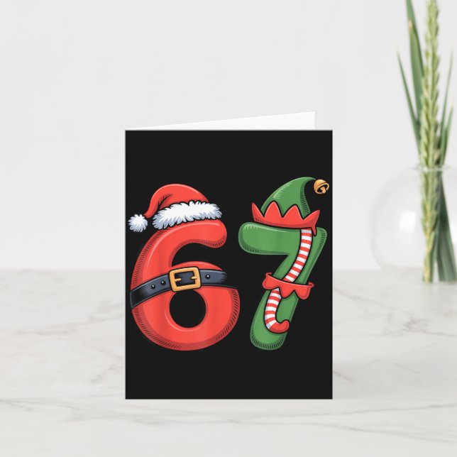 Cartão Christmas 67 Meme 67 Santa Elf - Six Seven  (Frente)