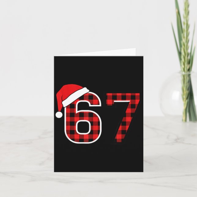Cartão Christmas 67 Meme Six Seven Buffalo Plaid Santa Ha (Frente)