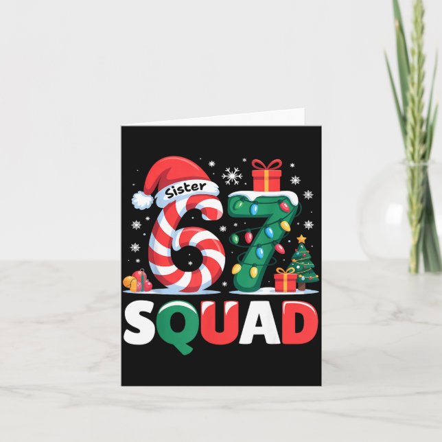 Cartão Christmas 67 Squad Sister 6-7 Funny Matching Candy (Frente)