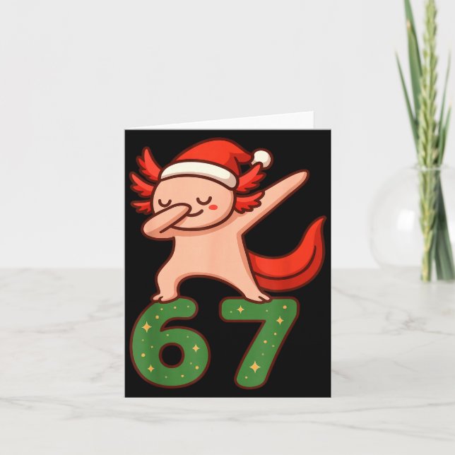 Cartão Christmas Axolotl Dabbing 67 Meme Six Seven Funny  (Frente)