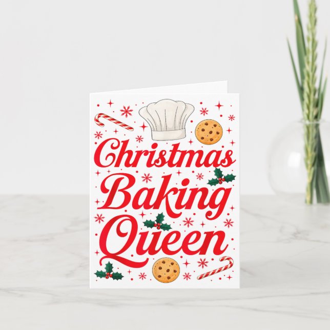 Cartão Christmas Baking Queen Funny Xmas Cookie Lover Wom (Frente)