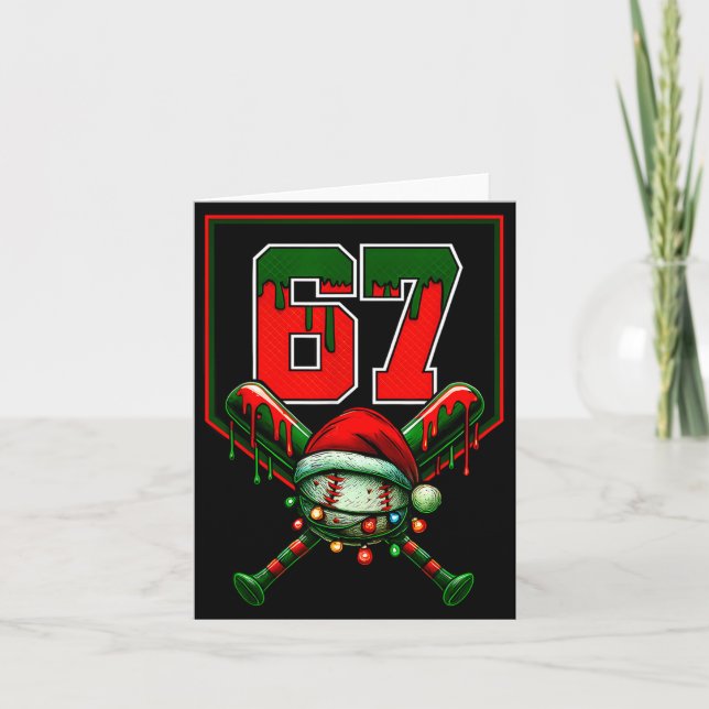 Cartão Christmas Baseball Drip Number 67 Player Or 67th B (Frente)