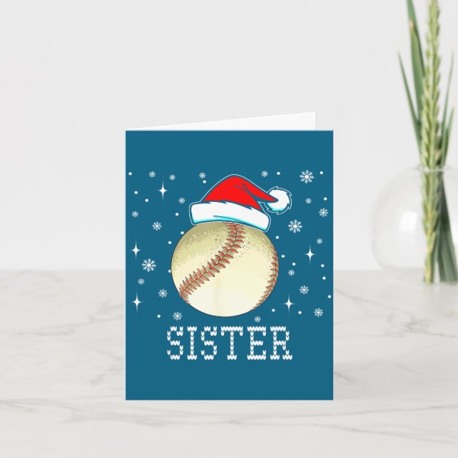 Cartão Christmas Baseball Sister Xmas Santa Hat Kids Boys (Frente)