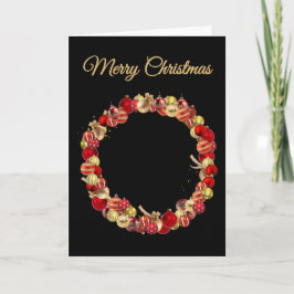 Cartão Christmas Bauble wreath with greeting black blank