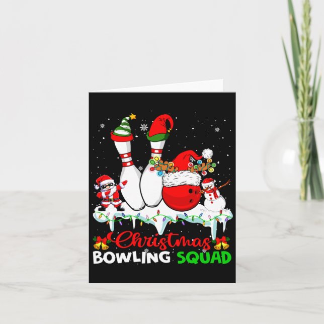 Cartão Christmas Bowling Squad Dabbing Santa Elf Bowling  (Frente)
