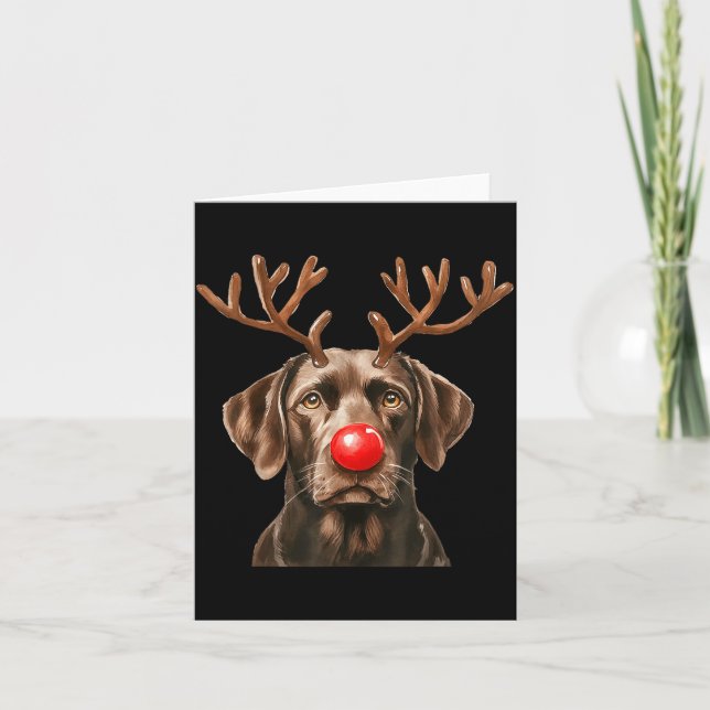 Cartão Christmas Brown Labrador Retriever Reindeer Dog Lo (Frente)