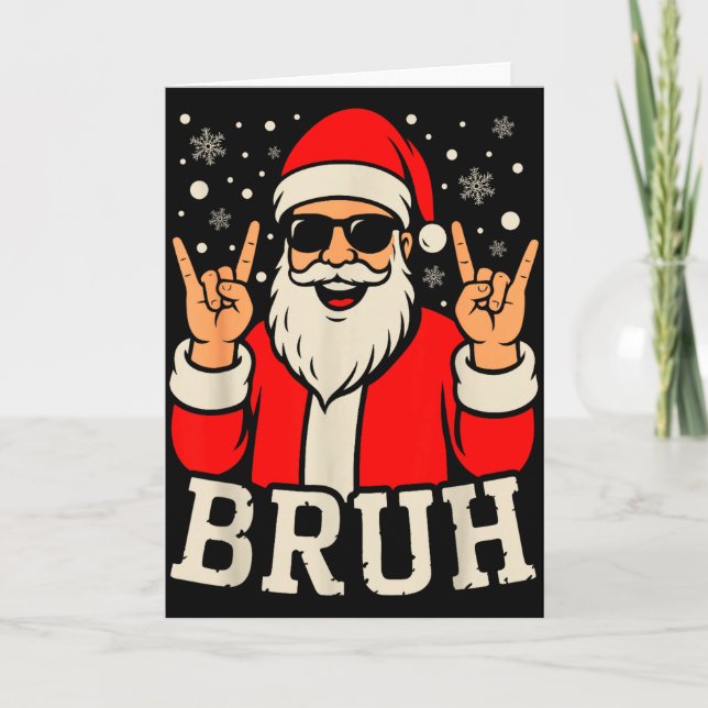 Cartão Christmas Bruh Meme Funny Santa Claus Teen Boys Ki (Frente)