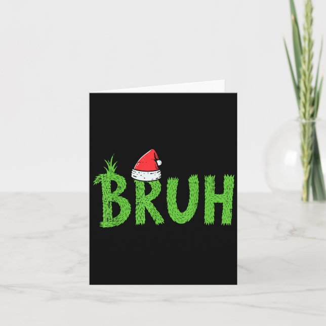 Cartão Christmas Bruh Santa Hat Funny Xmas Meme Humor Men (Frente)