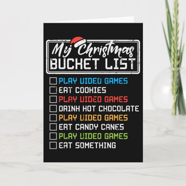 Cartão Christmas Bucket List Video Games Xmas Gamer Boys  (Frente)