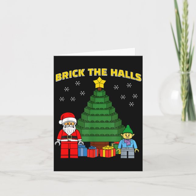 Cartão Christmas Building Bricks Brick The Halls Block Bu (Frente)