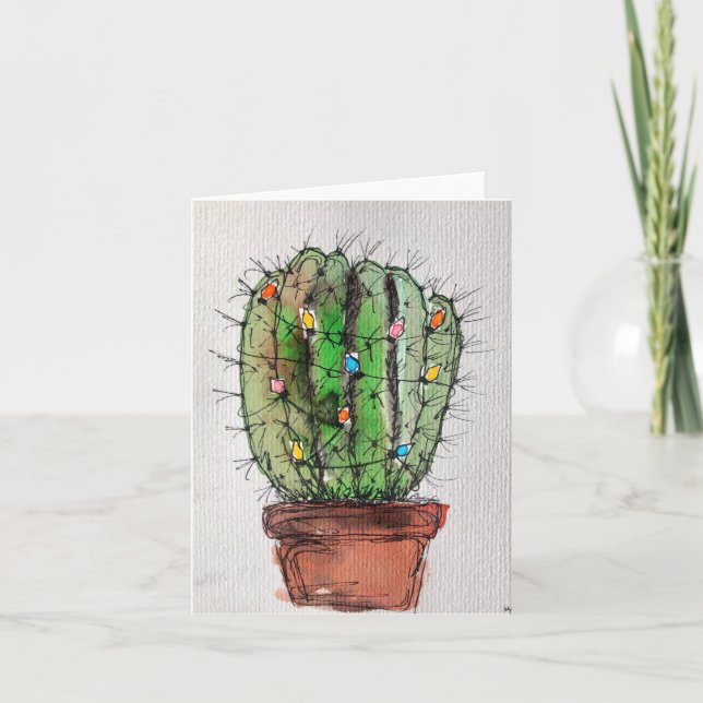 Cartão Christmas Cactus Greeting Card (Frente)