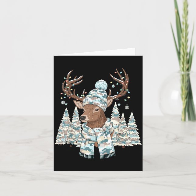 Cartão Christmas Camo Hunting Reindeer Pajamas With Deer  (Frente)