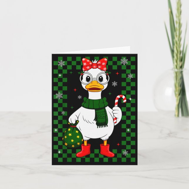 Cartão Christmas Candy Cane Goose Matching Couple Xmas Bo (Frente)