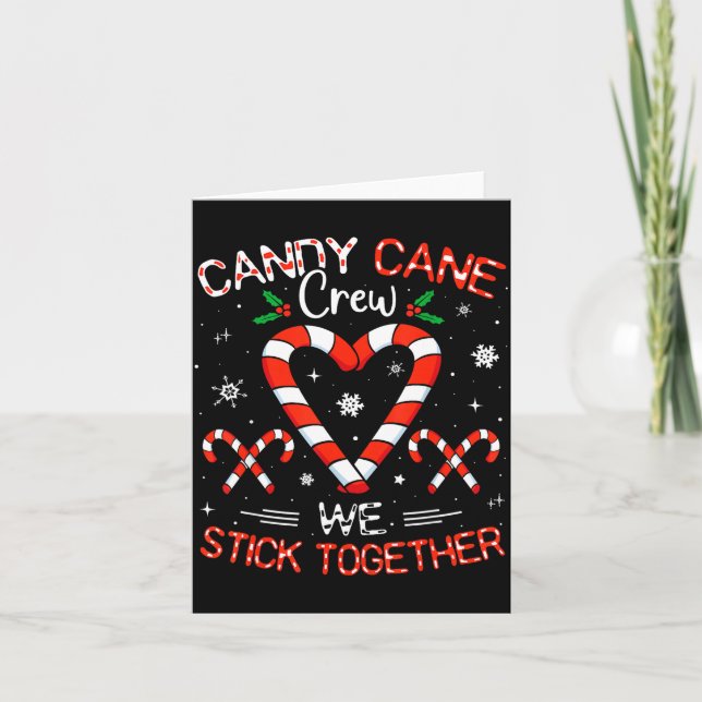 Cartão Christmas Candy Cane Heart Crew Family Matching Pa (Frente)