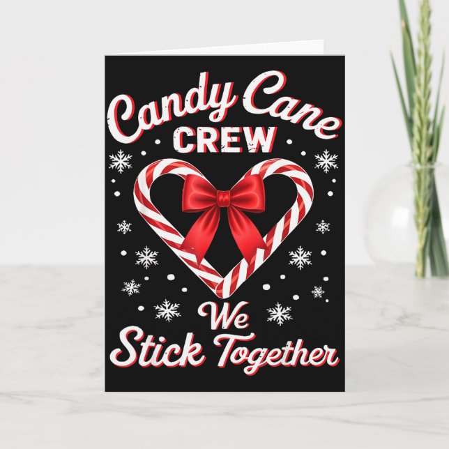 Cartão Christmas Candy Cane Heart Holiday Family Matching (Frente)