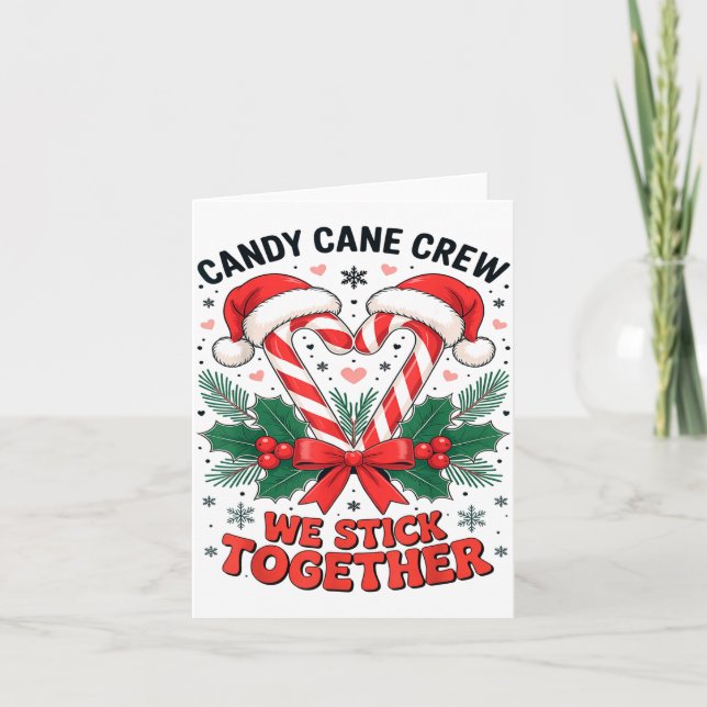 Cartão Christmas Candy Cane Heart Holiday Family Matching (Frente)