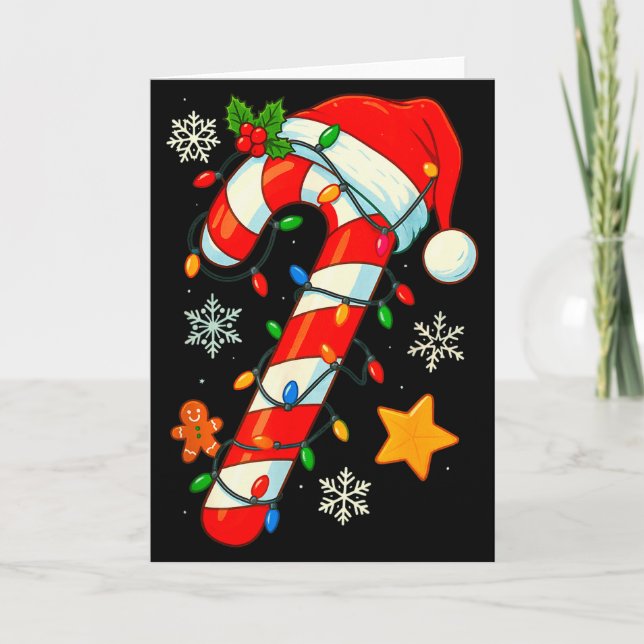Cartão Christmas Candy Cane Santa Hat Xmas Kids Toddler Y (Frente)
