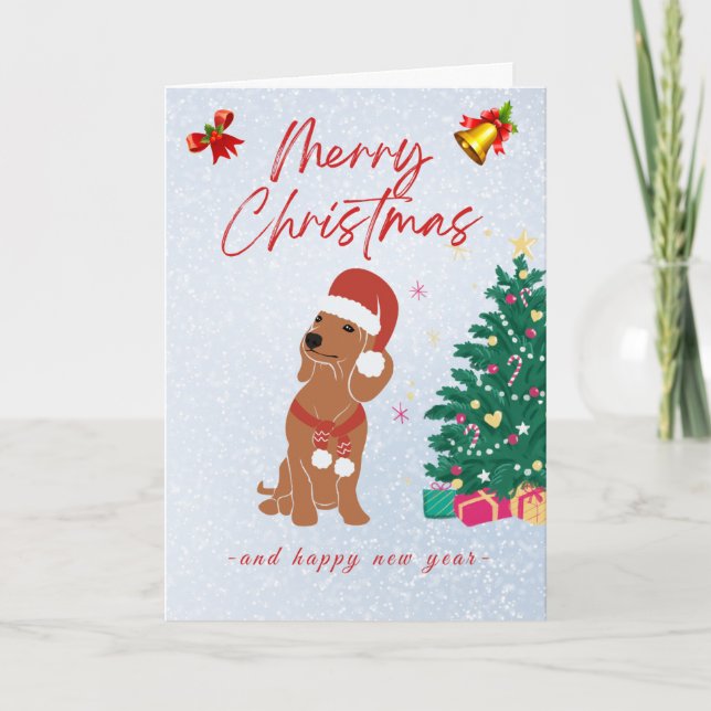 Cartão Christmas Card Dachshund (Frente)