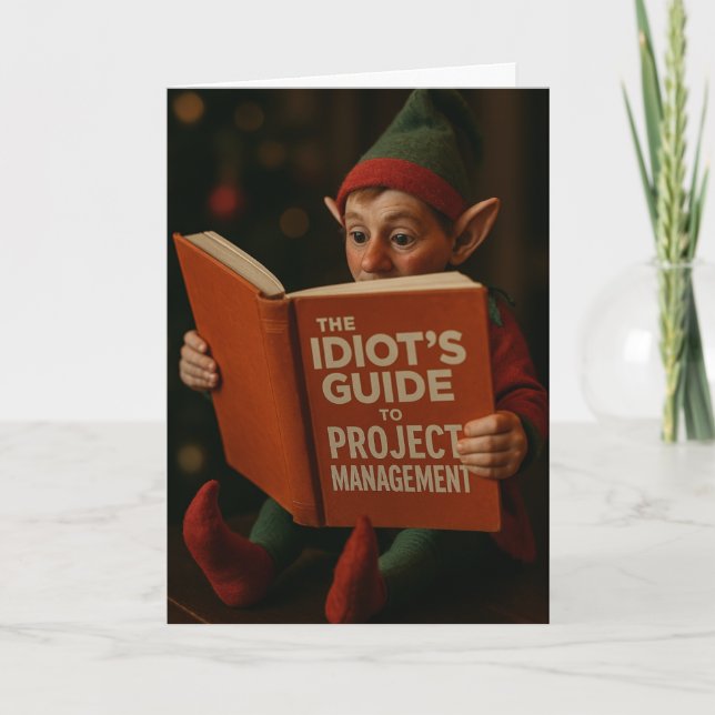 Cartão Christmas card elf 'Idiots Guide Site Management' (Frente)