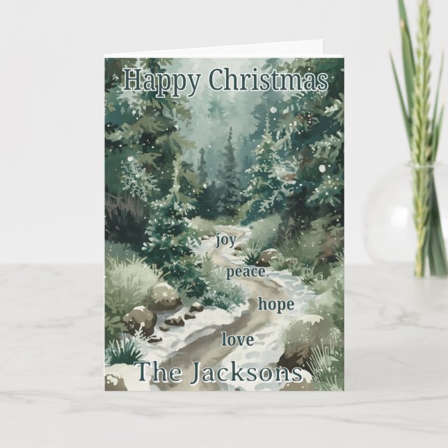 Cartão Christmas Card from Our Family – Peace, Joy, Hope, (Frente)