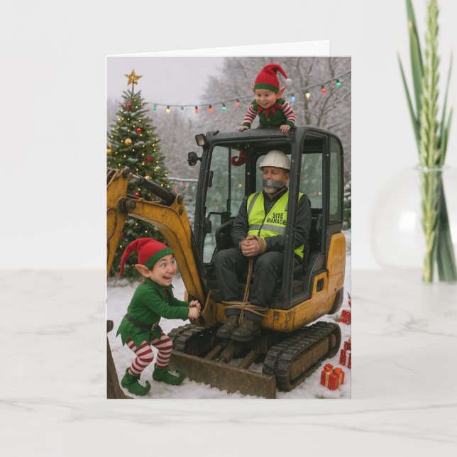 Cartão Christmas card - Site manager kidnapped by elves! (Frente)