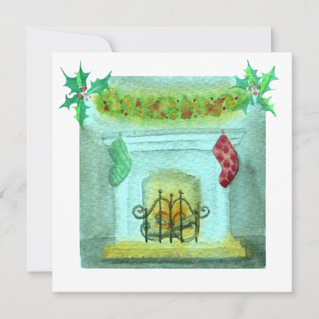 Cartão Christmas Card With A Fireplace (Frente)