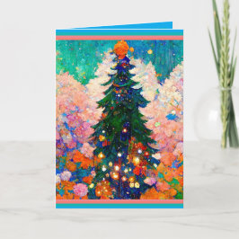 Cartão Christmas Card with Tree, Klimt style, Colorful .