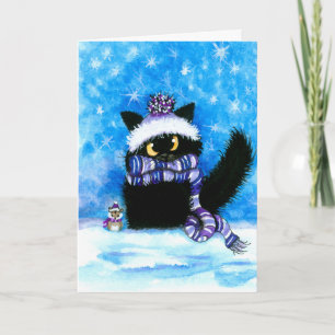 Cartão Christmas Cat 5" x 7" Folded Greeting Card