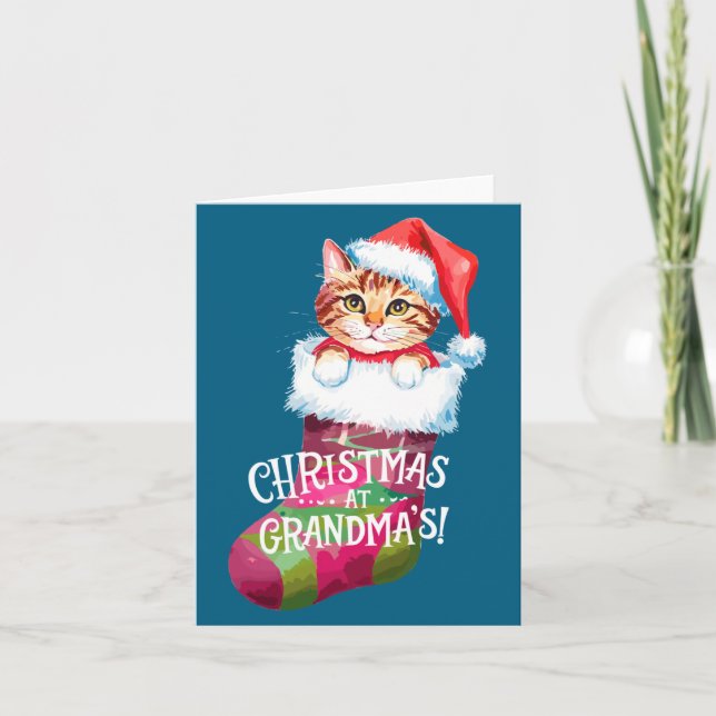 Cartão Christmas Cat _ Christmas At Grandma Cat _ Cute Ca (Frente)