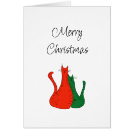 Cartão Christmas Cats Cute Red Green Holiday Card