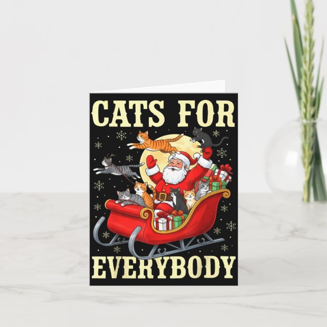 Cartão Christmas Cats For Everybody Santa Lover Holiday  (Frente)